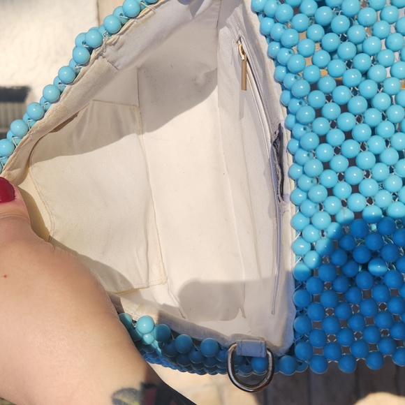 Anthropologie Beaded Daisy Teal Handbag - Picture 9 of 10